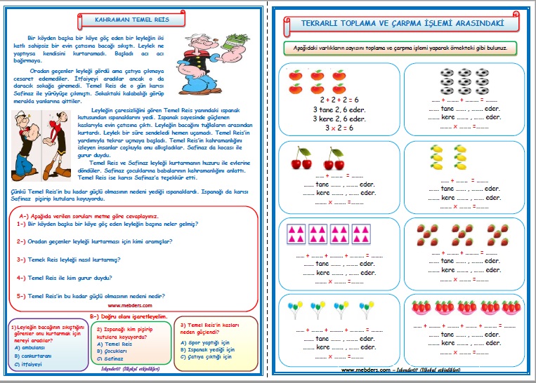 2. Sınıf 20.Hafta Etkinlik Ödev Paketi (13-17 Şubat)