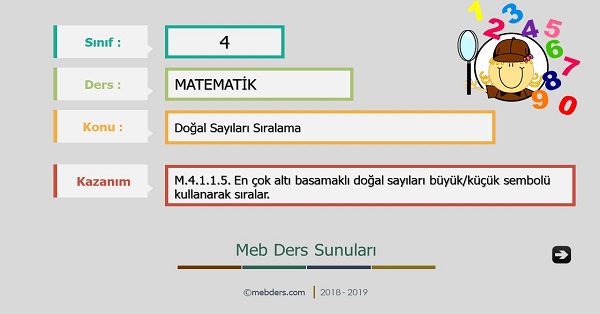 4. Sınıf Matematik Doğal Sayıları Sıralama Sunusu