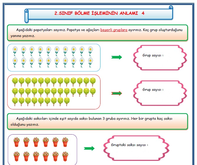 2. Sınıf Matematik Bölme İşleminin Anlamı Etkinlik Çalışması 4