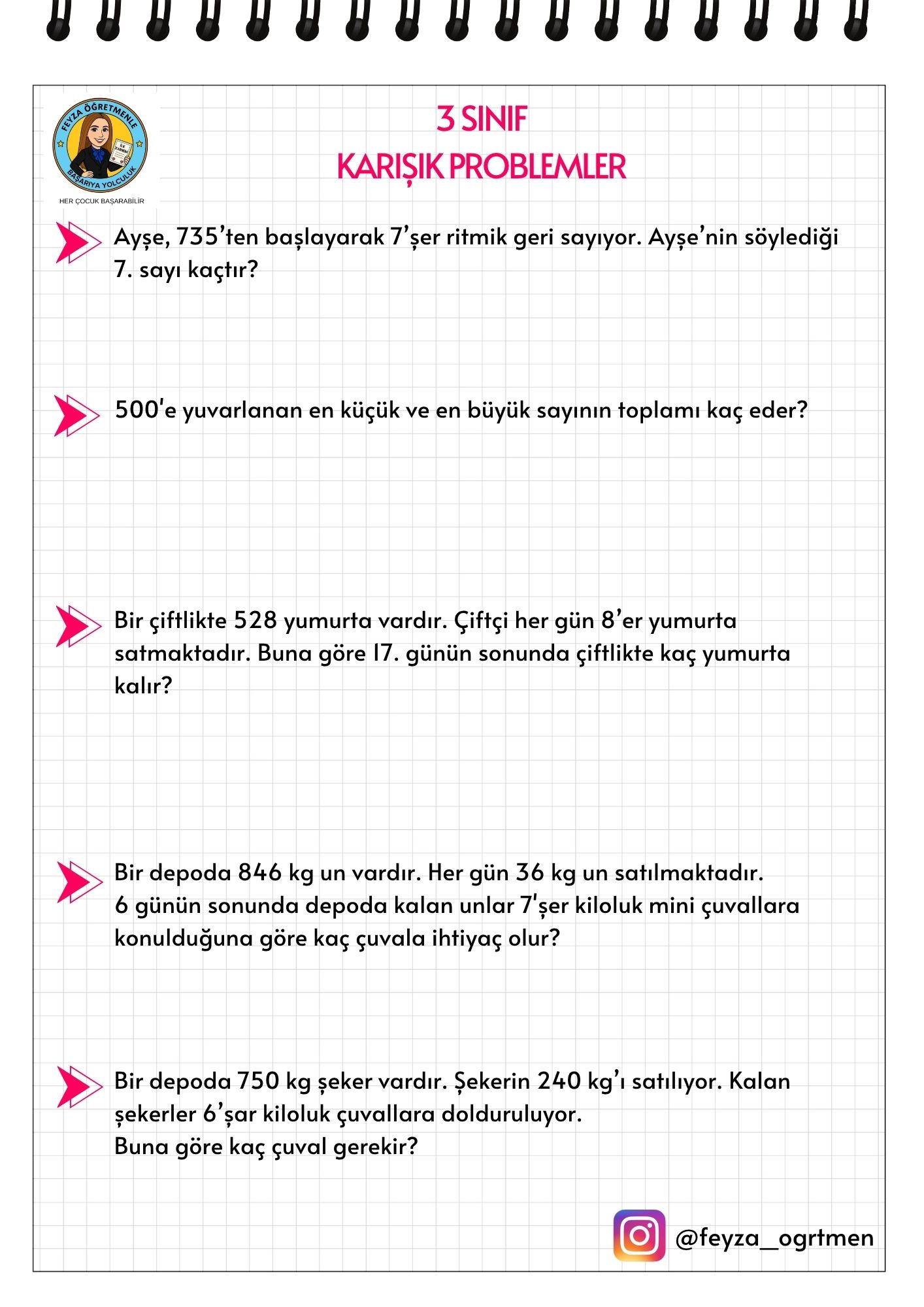 3. Sınıf Matematik Karma Problemler 2