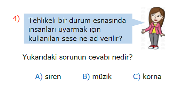 2. Sınıf Hayat Bilgisi Acil Durum Telefonunu Bilirim Kazanım Testi