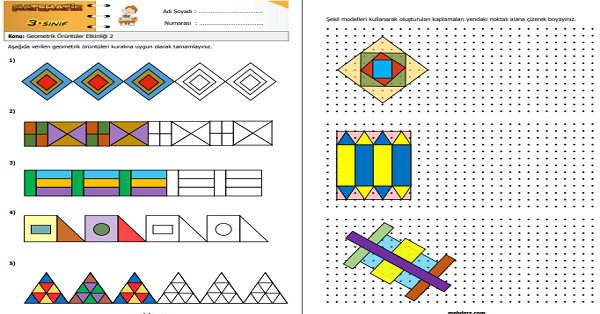 3. Sınıf Matematik Geometrik Örüntüler Etkinliği 3