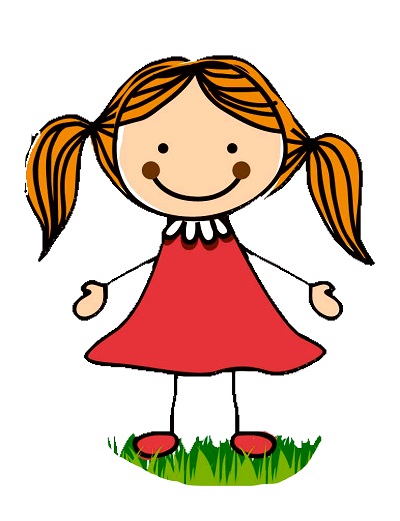 Clipart iki kuyruk saçlı kollarını açmış kız çocuğu