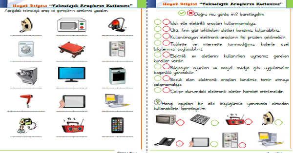 1. Sınıf Hayat Bilgisi Teknolojik Araçların Kullanımı Etkinliği 2