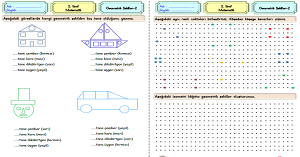 2. Sınıf Matematik Geometrik Şekiller ve Yapılar Oluşturma Etkinliği-2