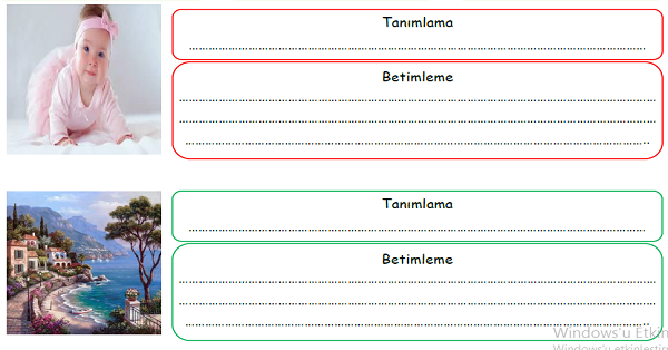 4. Sınıf Türkçe Betimleme Etkinliği