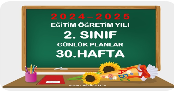 2024-2025 Eğitim Öğretim Yılı 2. Sınıf Günlük Planları 30.Hafta