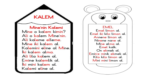 1. Sınıf İlk Okuma Yazma (M-m Sesi) Kalem ve Maymun Okuma Etkinlikleri