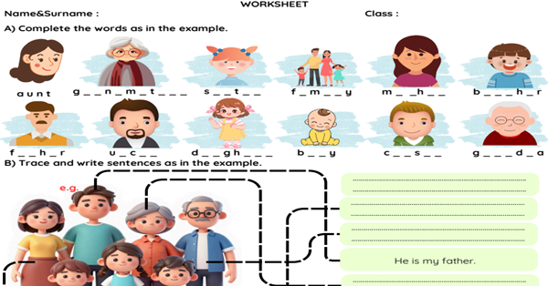 2. Sınıf 4.Tema Family Life Çalışma Kağıdı/Ödev