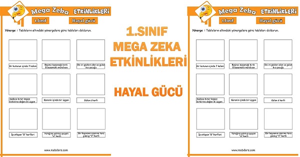 1. Sınıf Mega Zeka Etkinliği - Hayal gücü