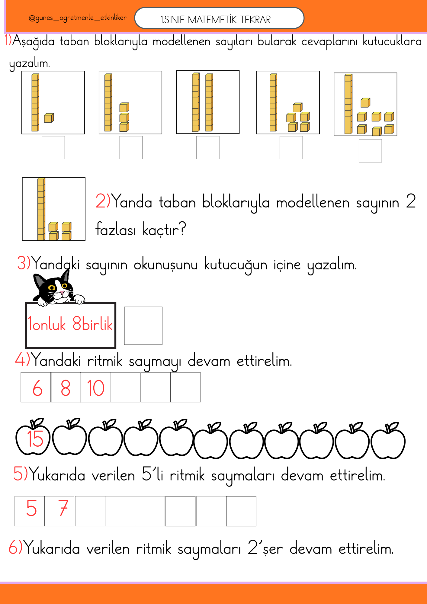 1. Sınıf Matematik Tekrar (1. Dönem)