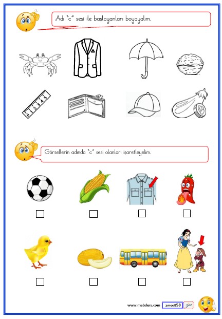 1. Sınıf İlk Okuma Yazma (C-c Sesi) Etkinlikleri