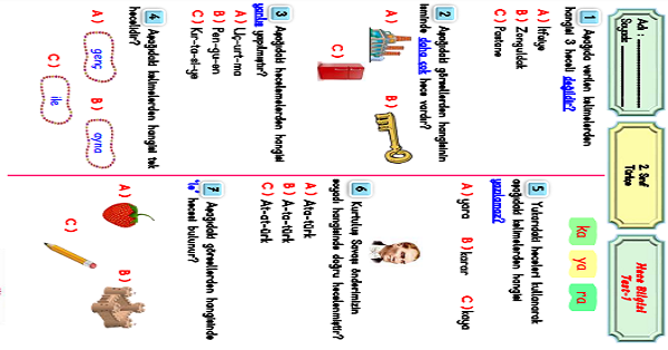 2. Sınıf Türkçe Hece Bilgisi-Test