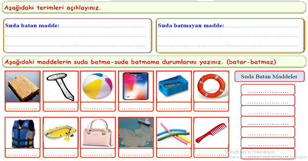 4. Sınıf Fen Bilimleri Maddeyi Niteleyen Özellikler 2