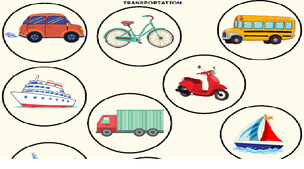 3. Sınıf 8.Ünite Transportations Resimli Deftere Yapıştırma Kağıdı