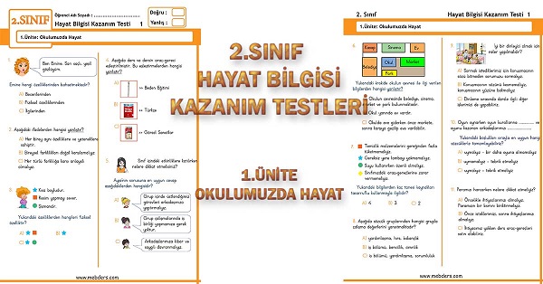 2. Sınıf Hayat Bilgisi Kazanım Testi - 1.Ünite - Okulumuzda Hayat