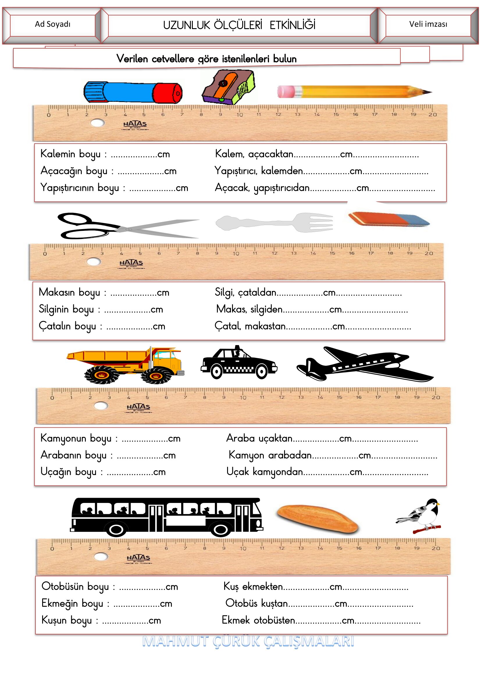2. Sınıf - Matematik - Uzunluk Ölçme Etkinliği-3