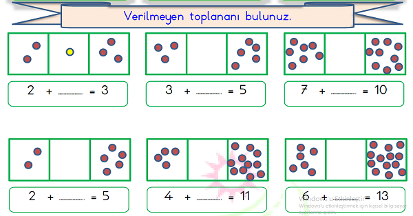 1. Sınıf Matematik Toplama İşlemi Verilmeyenleri Bulma-1