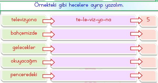 1. Sınıf Türkçe Hece Etkinliği-2