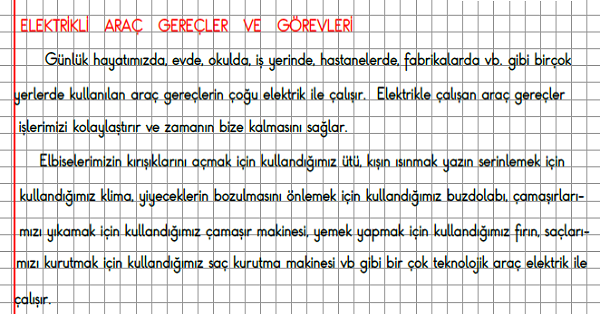 3. Sınıf Fen Bilimleri Elektrikli Araç Gereçler ve Görevleri Konu Anlatımı
