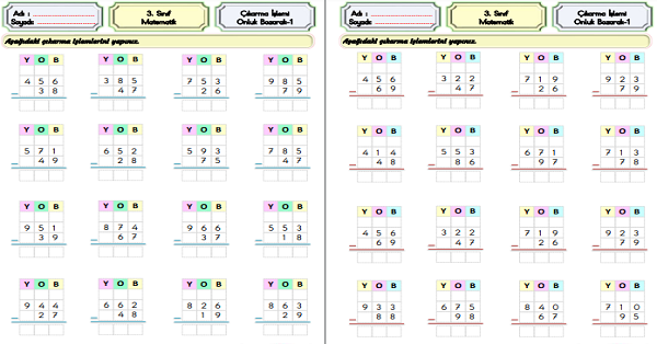 3. Sınıf Matematik Çıkarma İşlemi-Onluk Bozarak-1