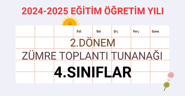 2024-2025 Eğitim Öğretim Yılı 4. Sınıflar 2.Dönem Zümre Öğretmenler Kurulu Toplantı Tutanağı