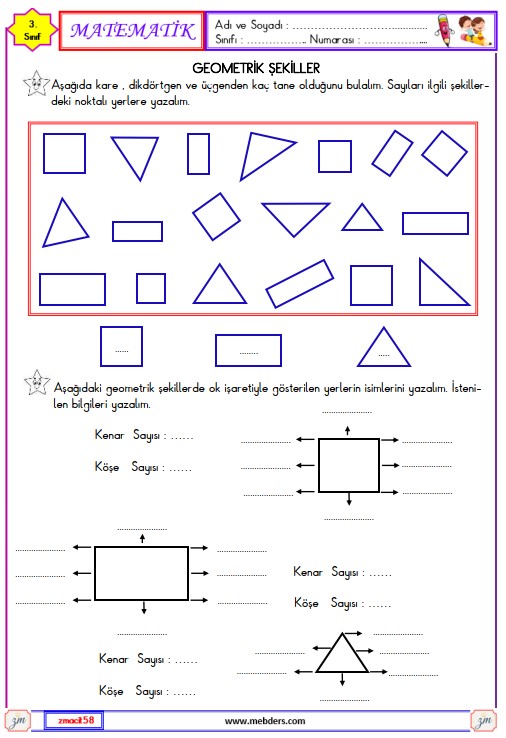 3. Sınıf Matematik Geometrik Şekiller Etkinliği 12