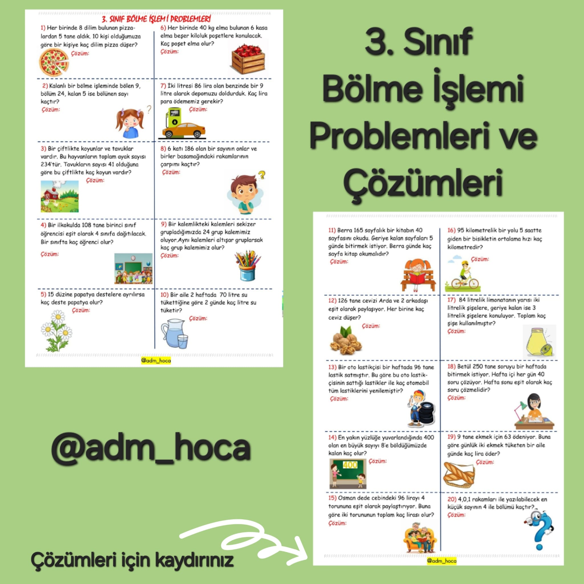 3. Sınıf Matematik Bölme İşlemi Problemleri Çözelim