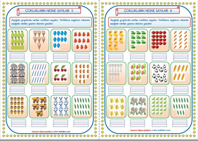 1. Sınıf Matematik Çoklukların Nesne Sayıları 5-6 (2 Sayfa)