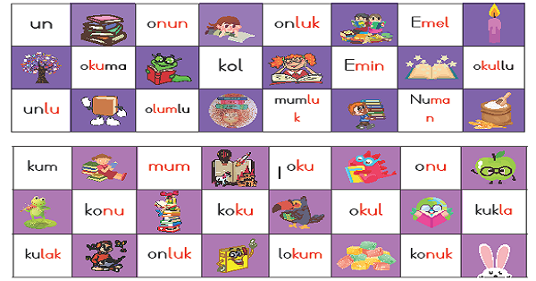 1. Sınıf İlk Okuma Yazma (U-u Sesi) Kelime Okuma Tombalası