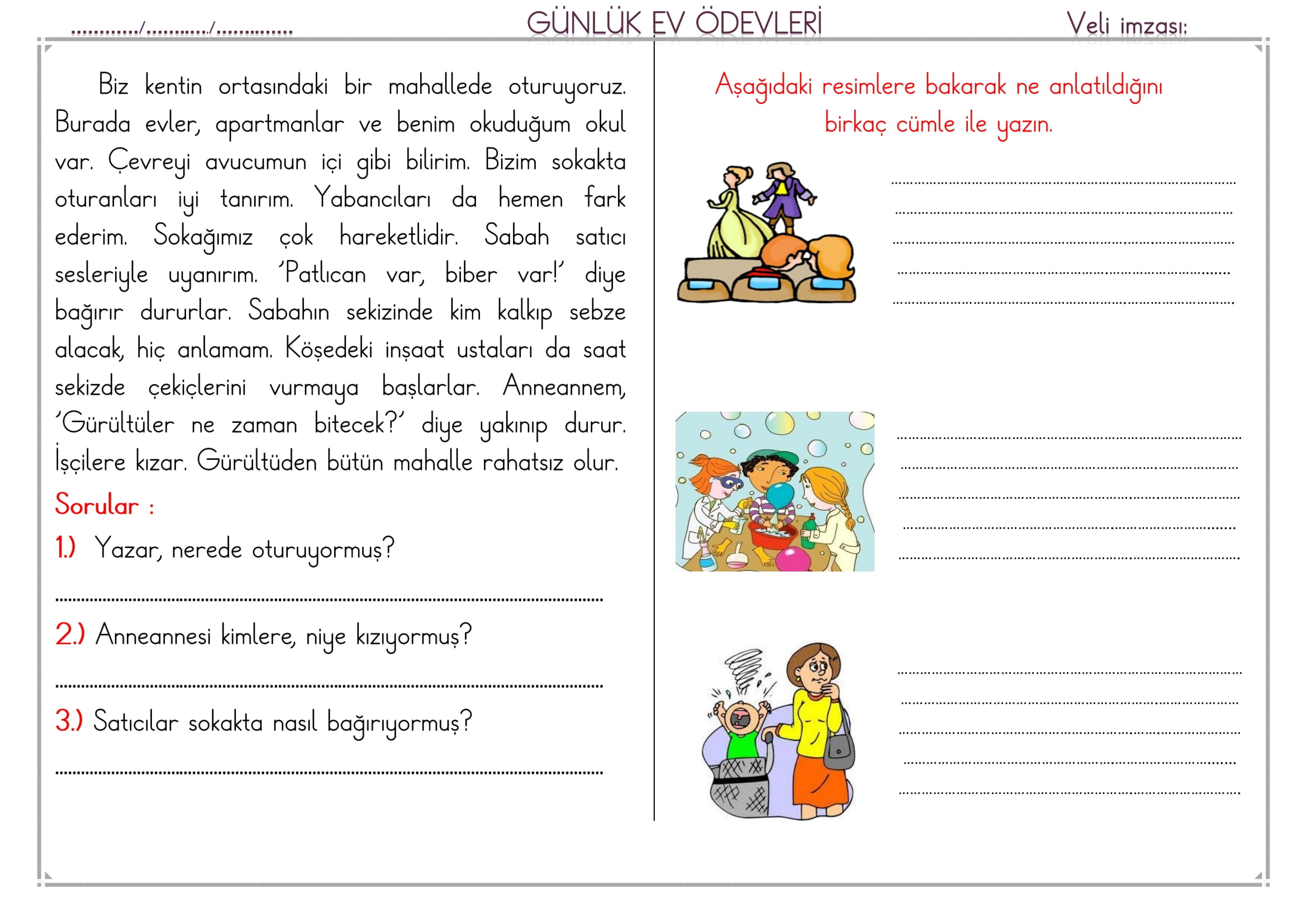 1. Sınıf 20 Şubat 2025 Günlük Ev Ödevi