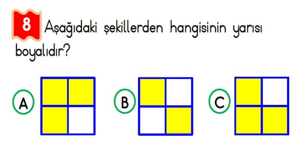 2. Sınıf Matematik Kesirler-Yaprak Test-1