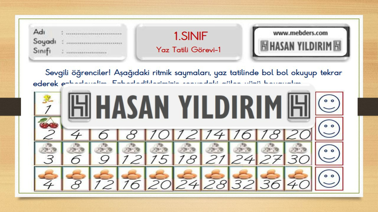 1. Sınıf Yaz Tatili Görevi-1 (Ritmik Saymalar)