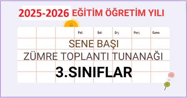 2025-2026 Eğitim Öğretim Yılı 3. Sınıflar Sene Başı Zümre Öğretmenler Kurulu Toplantı Tutanağı