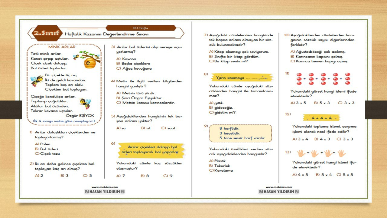 2. Sınıf Haftalık Değerlendirme Testi-20.Hafta(01-05 Mart)