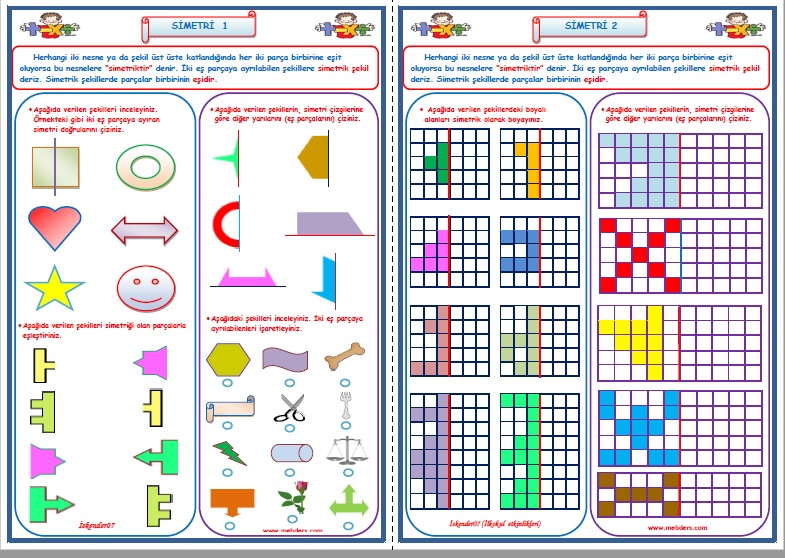 2. Sınıf Matematik Simetri Çalışması 1-2 (2 Sayfa)
