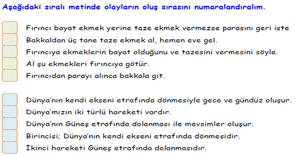 4. Sınıf Türkçe Olayları Oluş Sırasına Göre Sıralama-2