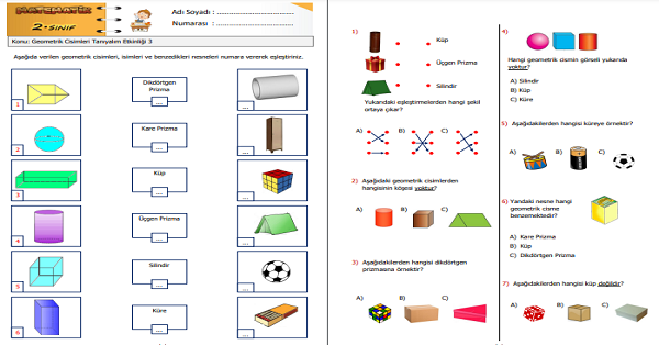 2. Sınıf Matematik Geometrik Cisimleri Tanıyalım Etkinliği 3