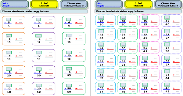 2. Sınıf Matematik Çıkarma İşlemi-Verilmeyeni Bulma-3