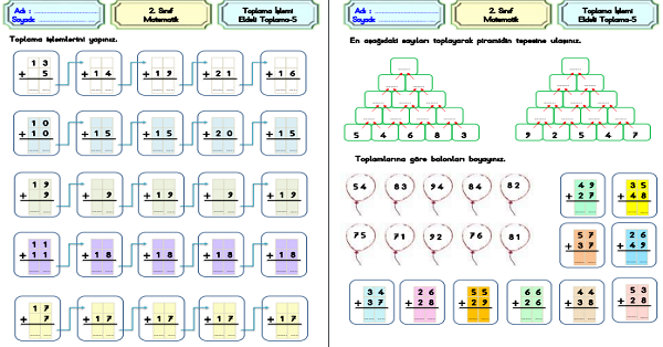 2. Sınıf Matematik Toplama İşlemi-Eldeli Toplama İşlemi Etkinliği-5