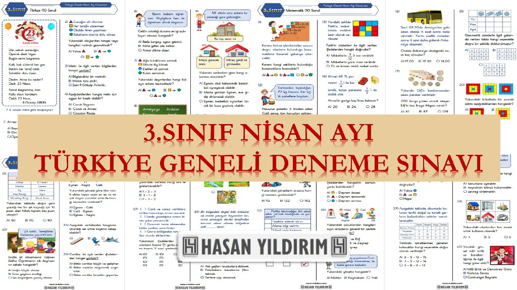 3. Sınıf Nisan Ayı Türkiye Geneli Deneme Sınavı (PDF)