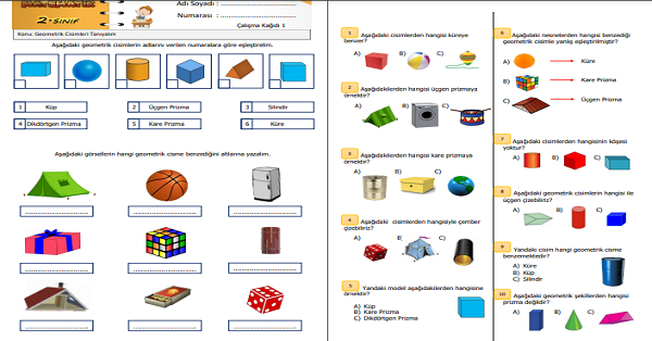 2. Sınıf Matematik Geometrik Cisimleri Tanıyalım Etkinliği 2
