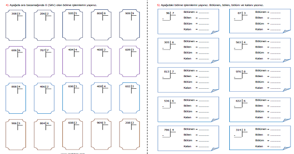 4. Sınıf Matematik Doğal Sayılarda Bölme İşlemi Etkinliği 5