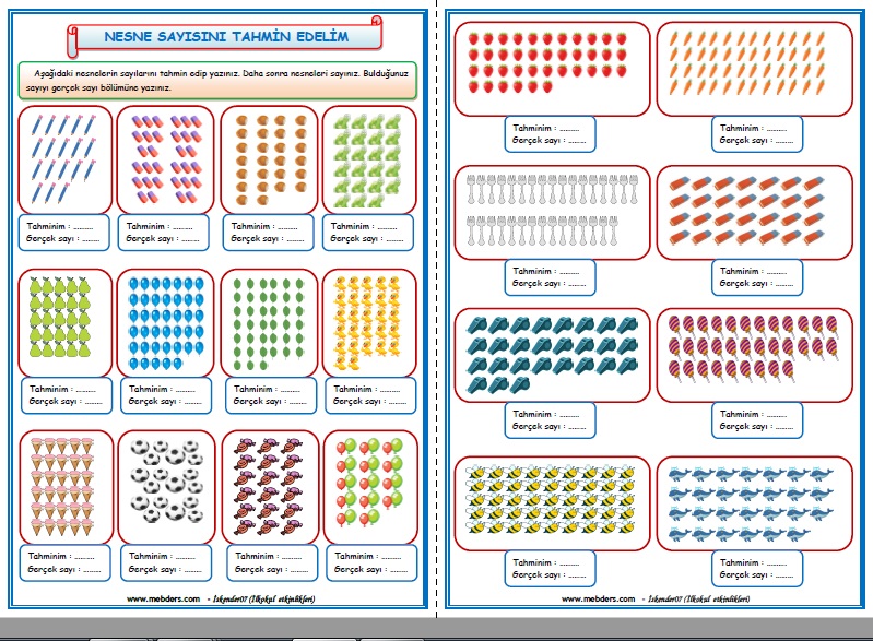 2. Sınıf Matematik Nesne Sayısını Tahmin Edelim