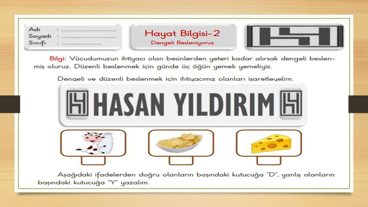 2. Sınıf Hayat Bilgisi Dengeli Besleniyoruz Çalışma Sayfası