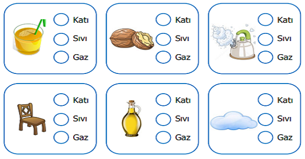 3. Sınıf Fen Bilimleri Maddenin Halleri Etkinliği 2