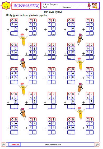 2. Sınıf Matematik Toplama  İşlemi  Etkinliği 1