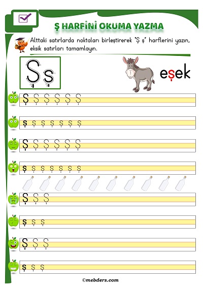 1. Sınıf İlkokuma Ş Sesi Okuma Yazma Etkinliği