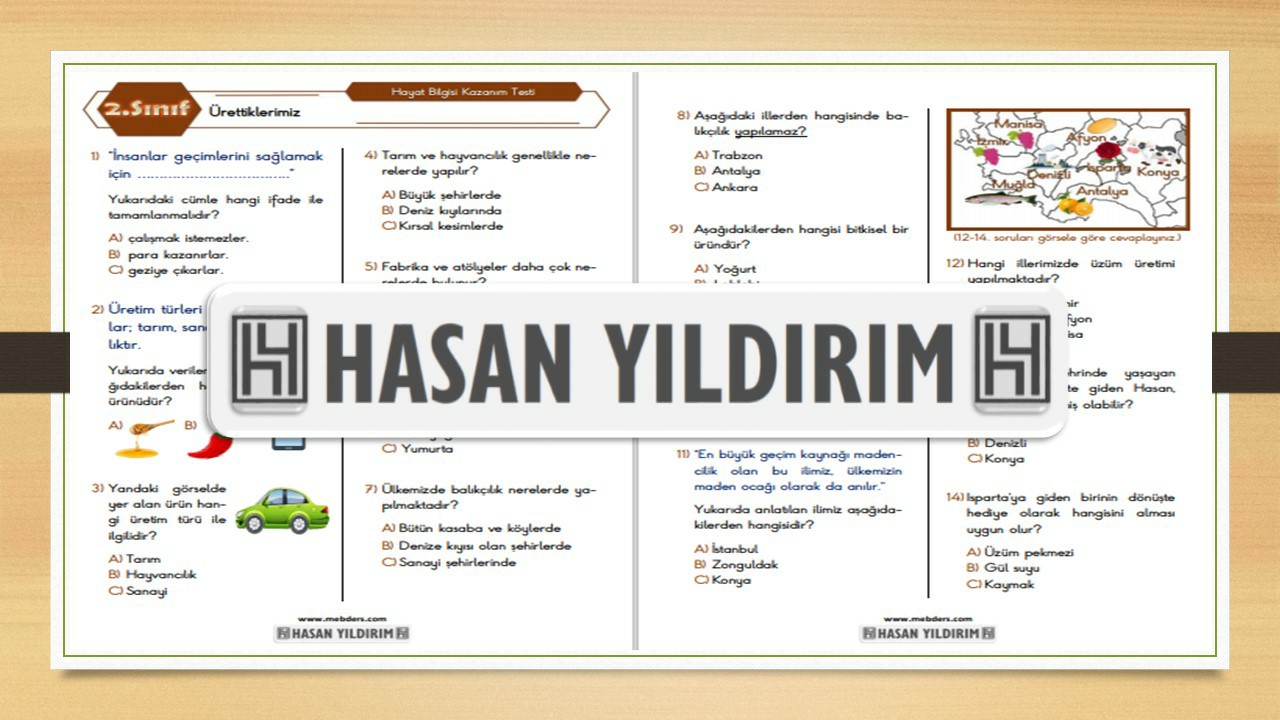 2. Sınıf Hayat Bilgisi Ürettiklerimiz Testi
