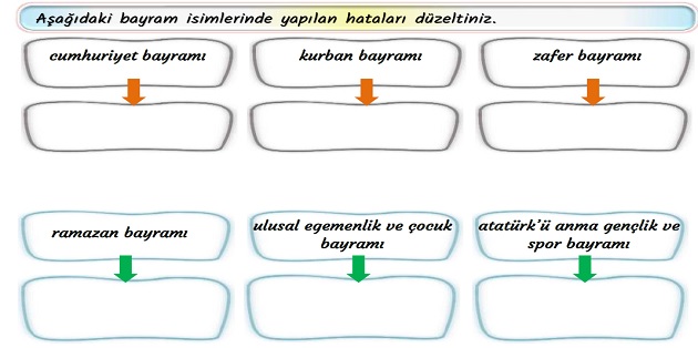 2. Sınıf Türkçe Büyük Harflerin Kullanıldığı Yerler Etkinliği -1
